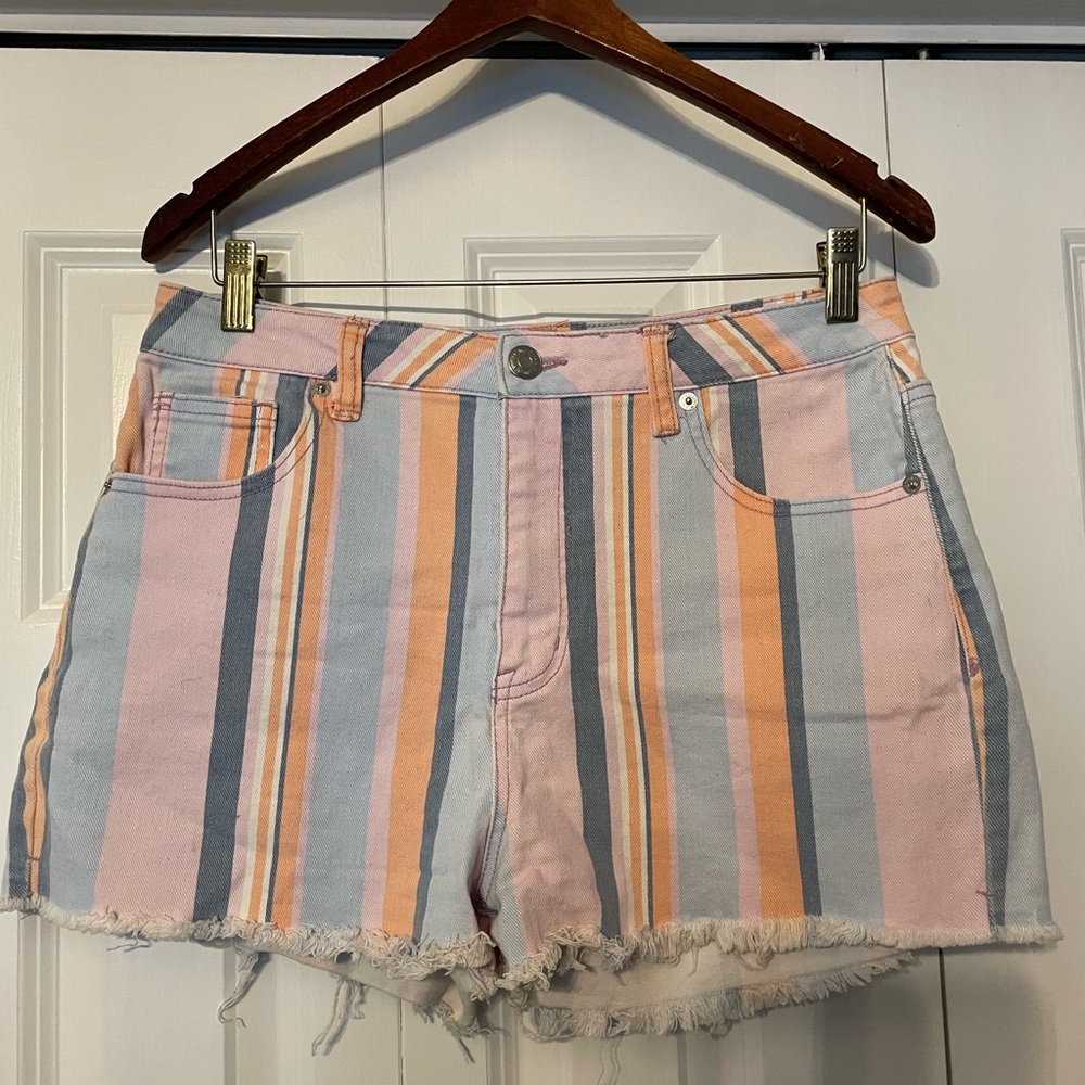 Wild Fable Pastel Striped High Rise Jean Shorts